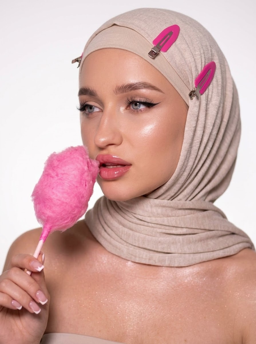 صورة بحجاب بيج مع غزل البنات.