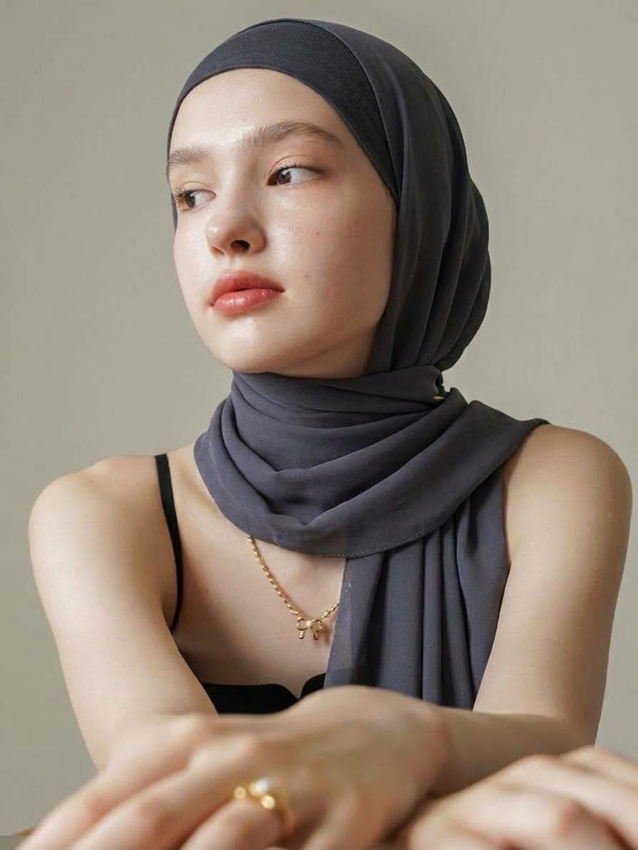 صورة بحجاب أسود مع بلوزة سوداء.
