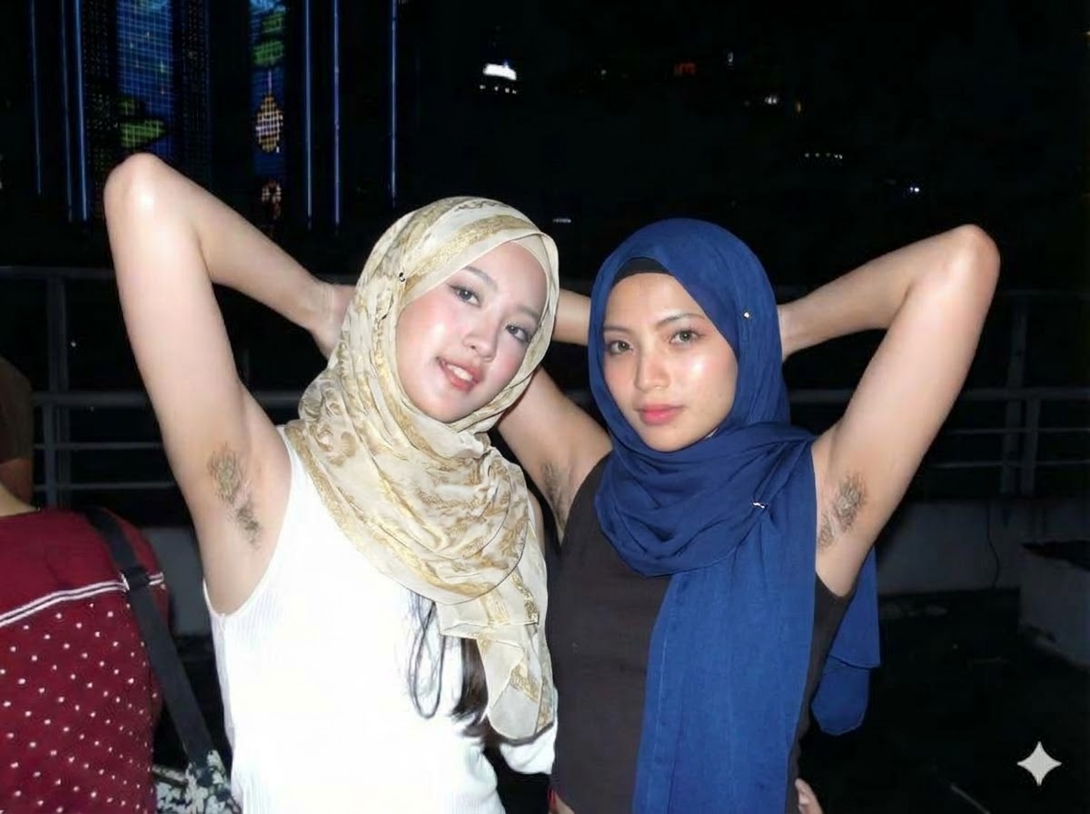 Portrait with a blue headscarf and two-person portrait.